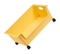 Hemobllo Boîte de Rangement Plastique à Roulettes, Grosse Capacité, Poignée | Chariot Roulant Jaune pour Étudiants, sous Bureau Lit, Dossiers et Fournitures