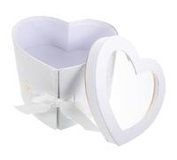 Hemobllo Boîte D'emballage Présent de Cœur 2 Couches Rotative Blanche, Boîte à Fleurs pour Bouquet, Coffret Présent Saint Valentin, Décorative et Pratique pour Mariage et Anniversaires