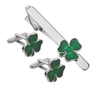 Hemobllo Boutons de Manchette et Pince à Cravate Trèfle Set Accessoires de Chemise Élégants pour Hommes et Femmes Mariage Affaires