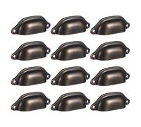 Hemobllo Boutons de tiroir vintage en fer, 12 pièces, poignée décorative coquille noire semi-circulaire pour armoire, commode, meuble de maison, remplacement et décoration