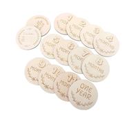 Hemobllo Cartes Commémoratives en Bois Naturel pour -nés, Enregistrement de Grossesse, Accessoires Photo Souvenirs, Design Créatif Beige, Forme Ronde, Ensemble 1 Set