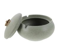 Hemobllo Cendrier et Portable en Céramique avec Couvercle Vert Base Stable et Design Moderne Élégant pour Terrasse et Usage Intérieur pour Fumeurs