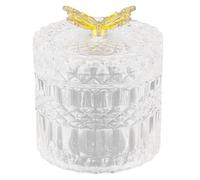 Hemobllo Conteneur de Rangement en Verre Relief Nordique Couvercle Hermétique, Pot Décoratif pour Bijoux, Bonbons et Collations, Usage Maison et Bureau