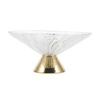 Hemobllo Coupe à Fruits Bol Ménager en Verre Transparent sur Pied Doré, Bol Décoratif Multifonction Grand Présentoir Élégant pour Bonbons et Fruits pour Fêtes, Mariages Cuisine Moderne