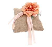 Hemobllo Coussin Tissu Design Unique Carré Porteur D'alliances en Lin et Style Champêtre Élégant pour Mariage ou Anniversaire
