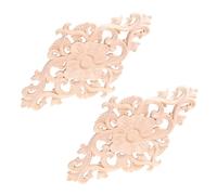 Hemobllo Décalcomanies en Bois Sculpté 2 Pcs pour Décoration de Fenêtres et Placards, Peinturables et Collables, Appliques Décoratives en Bois Beige