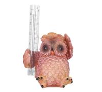 Hemobllo Décoration Hibou avec Pluviomètre en Résine et Verre, Figurine de Jardin Marron, Mesure des Précipitations, pour Jardin et Cour