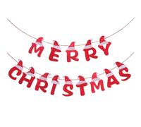 Hemobllo Guirlande de Noël et Chapeau de Père Noël en Tissu Non Tissé 3,5m avec Fanions Merry Christmas Décoration Rouge Facile à Suspendre Couleur Aléatoire