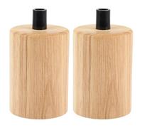 Hemobllo Lot de 2 douilles de lampe en bois pour lustres - Bougies couvertes - Adaptateur de socle pour ampoules - Support de lampe - Support de lampe - Tête de lampe en bois - E27