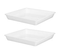 Hemobllo Lot de 2 Plateaux de Jardinière Carrés 33 Cm Blancs pour Pots de Fleurs Extérieurs, Plateau de Drainage Épais Compatible Succulentes et Bonsaïs, Bac à Eau Résistant