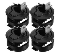 Hemobllo Lot de 4 Loquets de Trappe de Bateau Encastrés à Traction Ronde, Serrure Marine Robuste avec Clés pour Coffre et Armoire, Verrou de Pont pour Bateau et Camping-Car, Trou Ø 50mm, Noir