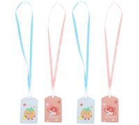 Hemobllo Lot de 4 Porte-badges Étudiants en Polyuréthane Étanche, Motifs Dessin Animé, Protège-cartes Repas, Cartes D’accès et Bus, Format Compact Léger pour Usage Scolaire et Transport