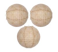 Hemobllo Lustre Boule Papier Lanterne Suspendue Ronde en Lin, Lot de 3, Style Bohème Rustique, pour Décor de Jardin et Mariage, Lumière Douce et Chaleureuse
