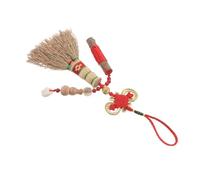 Hemobllo Mini Balai Feng Shui Bébé à Poils Doux Amulette Nœud Rouge, Pendentif pour Berceau, Décoration Porte-bébé Compacte, Accessoire Naissance Multifonctionnelle