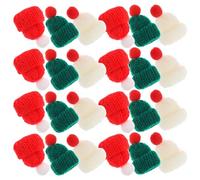 Hemobllo Mini Couvre-Bouteilles en Laine Tricotée Forme Chapeau de Père Noël 36 Pcs Décorations Festives pour Bouteilles Vin Soda et Accessoires de Noël DIY