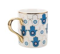 Hemobllo Mug en Porcelaine Œil Maléfique Hamsa, Tasse Café Turc Halloween | Céramique Lisse, Anse Confortable, pour Cappuccino et Boissons Chaudes, Bureau et Petit Déjeuner
