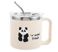 Hemobllo Mug Isotherme en Acier Inoxydable avec Couvercle et Paille | Beige Élégant, pour Eau et Boissons Glacées, Usage Universitaire ou Déplacements Quotidiens