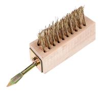 Hemobllo Outil de Jardinage Pratique Manche en Bois Brosse de Désherbage en Fil d'acier Cuivré pour Nettoyer Les Zones Difficiles D'accès sur Patios et Extérieurs