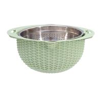 Hemobllo Panier Double Couche Inox pour Évier Cuisine Passoire à Riz et Légumes avec Couvercle Râpe Corbeille Multifonction pour Fruits et Légumes Égouttoir Pratique Vert