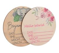 Hemobllo Panneau D'annonce du Prénom du Bébé en Bois, Lot de 2 Pièces, Décor Rond Résistant Déformation et Décoloration pour Décorer le Berceau Maison