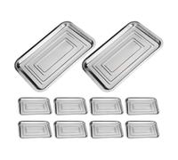 Hemobllo Plateau Rectangulaire 10 Pièces en Acier Inoxydable | Surface Polie et Lisse, Usage Polyvalent, Format Profond, Finition Argenté, pour Service et Cuisson
