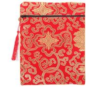 Hemobllo Pochette Rouge en Soie pour Livres Bouddhistes et Documents, Protection Poignée de Transport, pour Accessoires Lecture et Rangement Paquet à Dossiers