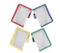 Hemobllo Pochette Zippée en Filet, Paquet de Rangement Plastique Pp, avec Poignée, 4 Pcs, pour Documents, Papeterie, École et Étude