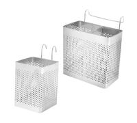 Hemobllo Porte-Baguettes Suspendu en Acier Inoxydable 2 Pcs Panier Égouttoir Simple et Double Grille pour Ustensiles Cuisine Plan de Travail Argenté