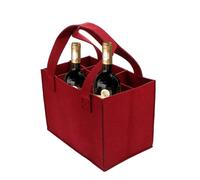Hemobllo Porte-Bouteilles de Vin en Feutre Rouge, Pliable | Coutures Fines, Structure Multi-compartiments, Convient à Plupart des Bouteilles, Format Réutilisable