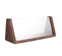 Hemobllo Porte-nom de Table de Réunion, Plaque de Table de Conférence V en Bois Marron, Double Face, Autoportant, Design Modulaire, pour Conférences et Salons