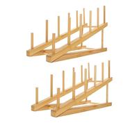 Hemobllo Porte-Plat Bois 2pcs 5 étages : Organisateur Artisanal pour Livres et Photos, Usage Polyvalent en Cuisine et Bureau