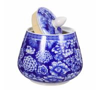 Hemobllo Pot de Rangement en Porcelaine Bleue 870ml Couvercle Hermétique, Boîte à Thé Multifonction Élégante Style Chinois Rétro, Maison