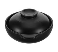 Hemobllo Pot en Céramique Noir 900ml Résistant la Chaleur avec Couvercle, Design Élégant pour Cuisson du Riz et Soupe Cuisine Domestique
