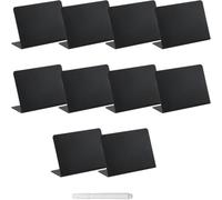 Hemobllo Set de 11 Panneaux D'affichage L-shaped Noirs en Pvc Effaçables pour Buffet de Fête, Tableau Noir Empilable Table, Étiquettes Alimentaires Pratiques