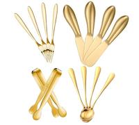 Hemobllo Set de Couteaux à Fromage en Acier Inoxydable, Doré, Ergonomique | Facile à Ranger, Prise en Main Aisée, Léger, pour Tartineur à Beurre et Mini Pince de Service