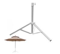 Hemobllo Socle Parasol de Jardin en Fer Blanc Vis de Serrage Réglable, Léger et Stable, Base Triangulaire pour Parasol de Plage et Jardin