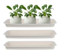 Hemobllo Soucoupe Rectangulaire pour Pot de Fleur, Plateau Plastique 3 Pcs | Surface Lisse Anti-fuite, Fond Plat, pour Balcon et Jardinage Extérieur, Protège les Sols