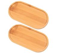 Hemobllo Soucoupes pour Pots de Fleurs Ovale 2 Pièces en Bambou Plateau Multifonctionnel pour Plantes Succulentes et Décoration Intérieure Extérieure