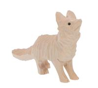 Hemobllo Statue de Renard Décor Rustique de Ferme en Bois Sculptée la Main avec Yeux Réalistes et Surface Peinturable, Décoration de Bureau et Animaux des Bois