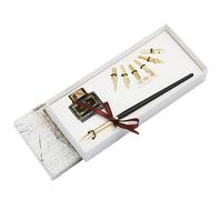 Hemobllo Stylos de Calligraphie Bois Kit Stylo Plume avec en Acier Inoxydable pour Écriture et Dessin Étudiants Coffret Cadeau Rétro