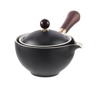 Hemobllo Théière Traditionnelle en Céramique Chinoise Poignée Latérale Ronde, Confortable à Tenir, pour Bureaux et Présents Décoratifs en Noir