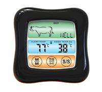 Hemobllo Thermomètre Acier Inoxydable et Abs Écran Tactile Couleur Cuisine Numérique Minuterie Intégrée Précis à ±1°c, pour Porc et Poulet