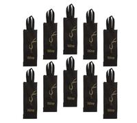 HEMOTON 10 Pièces Paquet à Vin Protège Bouteille de Vin ou Spiritueux Noir et Base Renforcée avec Poignée en Tissu Non Tissé Lors D'événements Festifs