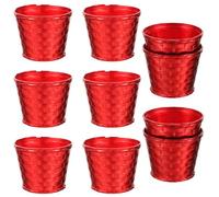 HEMOTON 10 Pièces Rouge pour Sapin de Noël Réutilisable en Plastique | Seau Fixe pour Mini Sapins, Usage Bureau et Décor Quotidien, Motif Xmas Délicat