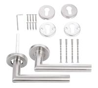 HEMOTON 2 Pièces Poignée de Porte à Angle Droit Moderne en Acier | Finition Inox Argentée, Résistante à Corrosion et Rouille, pour Portes de Placard, Usage Résidentiel ou Commercial