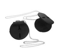 HEMOTON 2 Pièces Porte-badge en Cuir Noir avec Clip Circulaire en Alliage D'aluminium, Chaîne Intégrée pour Badges et Cartes D'identité, Pratique pour Événements en Extérieur