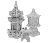 HEMOTON 3pcs Mini Pagode en Résine Modèle de Pagode Miniature Ornement de Jardin Décoration de Balcon Unique et Charmante pour Décoration Extérieure