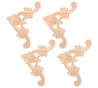 HEMOTON 4 Pièces Appliques en Bois Sculpté de Style Européen Élégant, Décorations D'angle pour Meubles, Réutilisables et Compatibles Armoires et Cadres de Lit