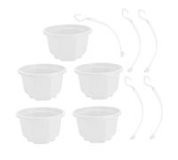 HEMOTON 5 Ensembles of Plastic Hanging Planters for Indoor Plants Durable Flower Pots with Hooks for Succulents and Orchids