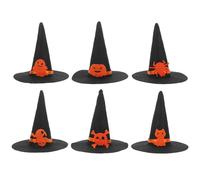 HEMOTON 6 Pièces Chapeau de Sorcière Confortable Toucher en Feutre Noir pour Décoration Halloween pour Bricolage et Fête D'halloween Classique